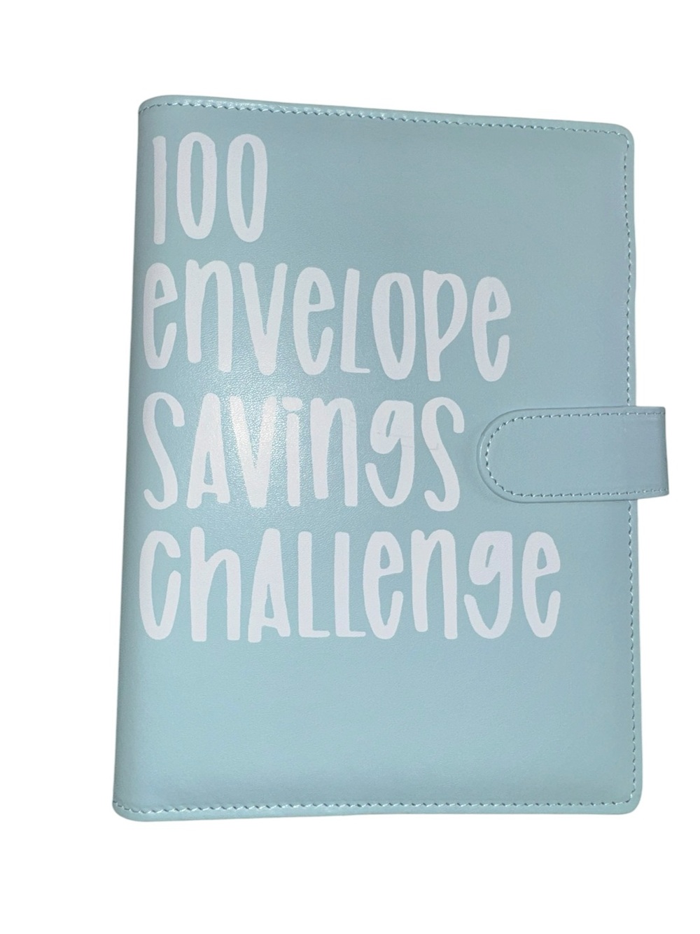 100 Envelope Savings Challenge Wallet - Light Blue with White Lettering